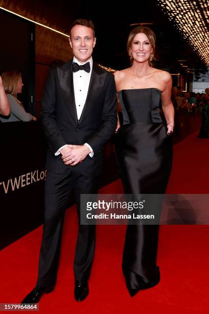 Matt Shirvington and Natalie Barr attend the 63rd TV WEEK Logie Awards at The Star, Sydney on July 30, 2023 in Sydney, Australia.
