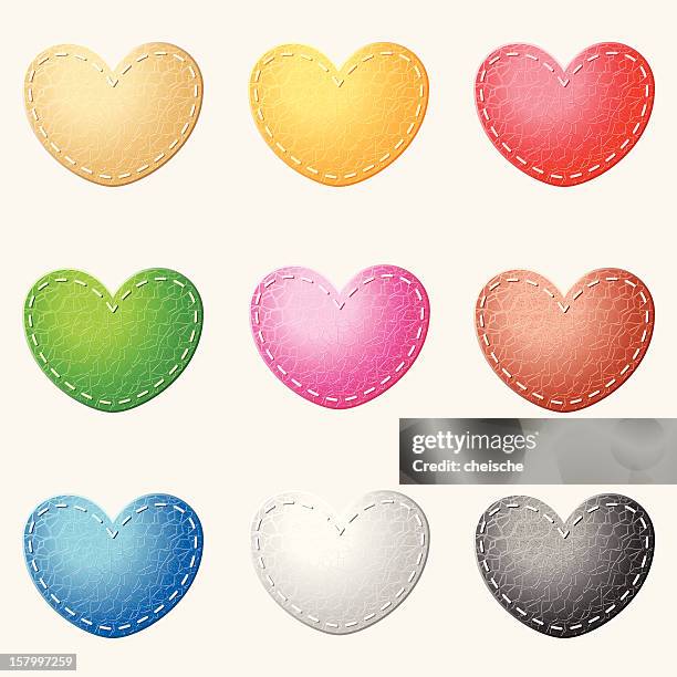 leather elements set - love - leather texture stock illustrations