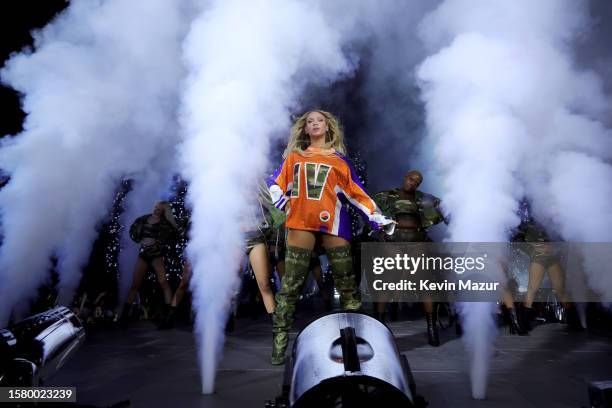 Beyoncé performs onstage during the "RENAISSANCE WORLD TOUR" at MetLife Stadium on July 29, 2023 in East Rutherford, New Jersey.