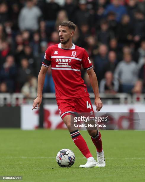 Dan Barlaser of Middlesbrough in action during the Sky Bet Championship match between Middlesbrough and Millwall at the Riverside Stadium,...