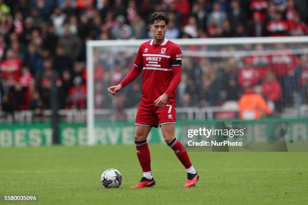 Hayden Hackney of Middlesbrough during the Sky Bet Championship match between Middlesbrough and Millwall at the Riverside Stadium, Middlesbrough on...