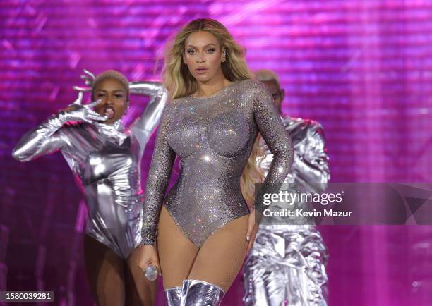 Beyoncé performs onstage during the "RENAISSANCE WORLD TOUR" at MetLife Stadium on July 29, 2023 in East Rutherford, New Jersey.