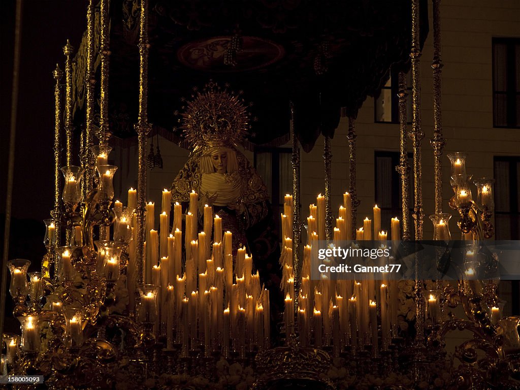 Candlelit Sculpture of the Virgin Mary