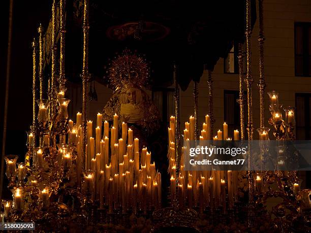 candlelit sculpture of the virgin mary - festival float stock pictures, royalty-free photos & images
