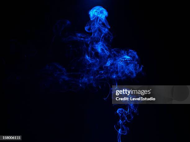 blue colored smoke - blue smoke stock pictures, royalty-free photos & images