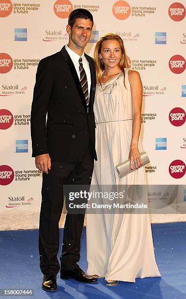 Novak Djokovic and Jelena Ristic attend the Winter Whites Gala at Royal Albert Hall on December 8, 2012 in London, England.