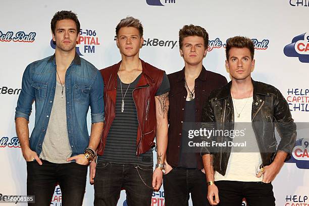 Andy Brown, Ryan Fletcher, Joel Peat and Adam Pitts of Lawson attend the Capital FM Jingle Bell Ball at 02 Arena on December 8, 2012 in London,...