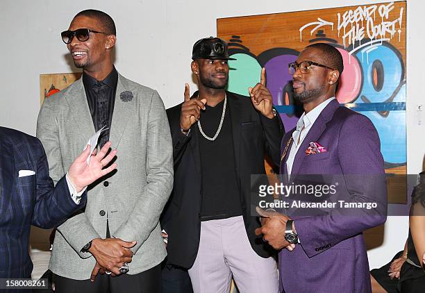 Chris Bosh, LeBron James and Dwyane Wade make an appearance as Premier Beverage Hosts Art Of Basketball: Heat Wave With Dwyane Wade & Chris Bosh on...