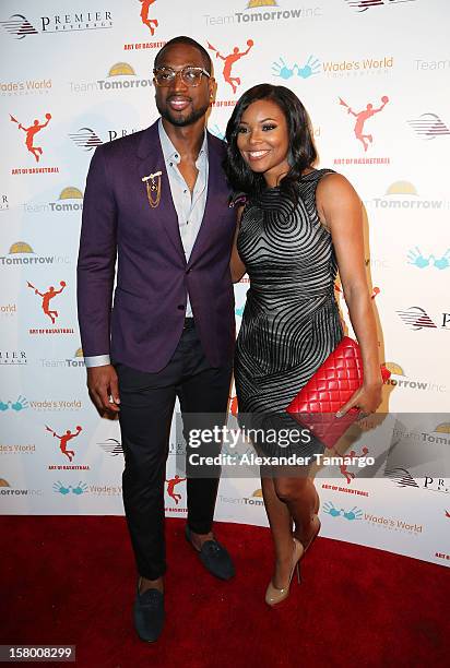 Dwyanw Wade and Gabrielle Union make an appearance as Premier Beverage Hosts Art Of Basketball: Heat Wave With Dwyane Wade & Chris Bosh on December...