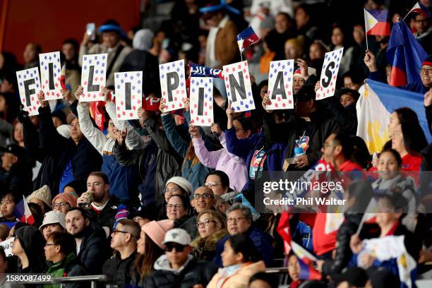 Fans of Philippines show their support prior to the FIFA Women's World Cup Australia & New Zealand 2023 Group A match between Norway and Philippines...