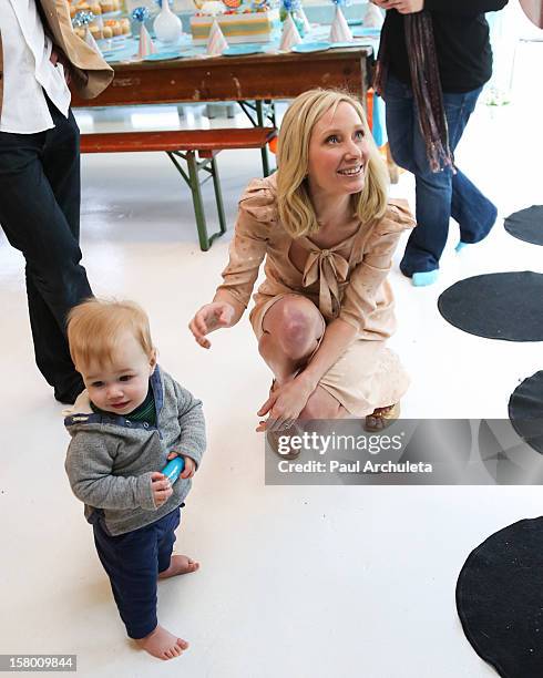 Actress Anne Heche attends the launch of her "Tickle Time Sunblock" at The COOP on December 8, 2012 in Studio City, California.