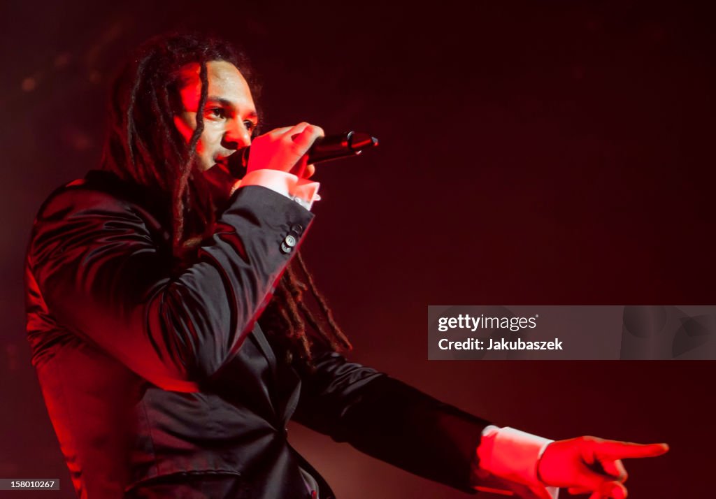 Seeed Singer Singers Delle of the German reggae band Seeed performs live during a ...