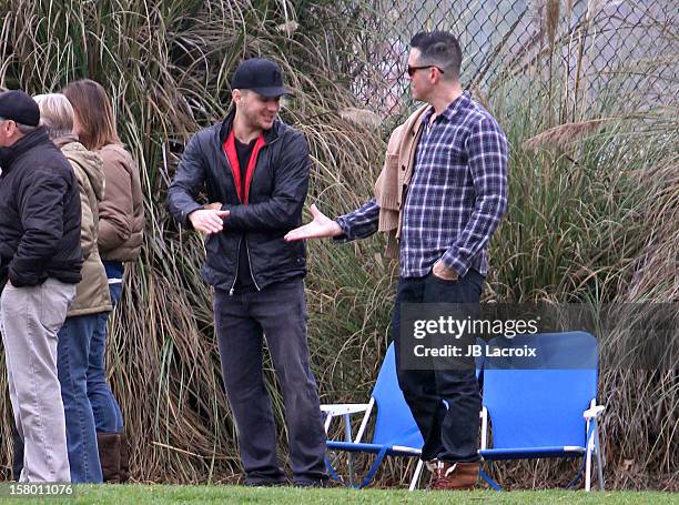 Jim Toth and Ryan Phillippe attend a soccer game in Pacific Palisades on December 8, 2012 in Los Angeles, California.