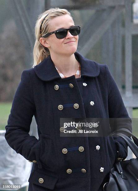 Reese Witherspoon attends a soccer game in Pacific Palisades on December 8, 2012 in Los Angeles, California.