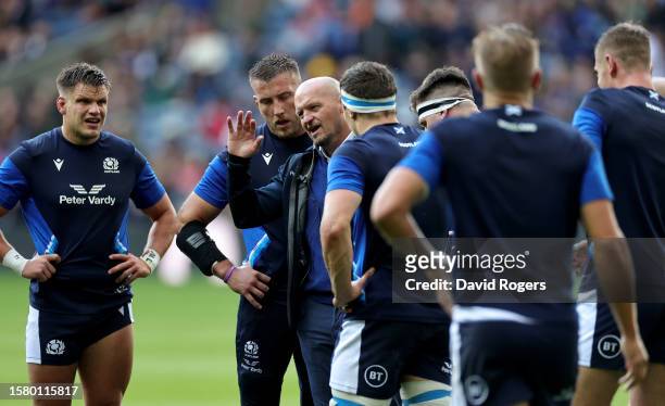 Gregor Townsend, the Scotland head coach, issues instructions during the Summer International match between Scotland and Italy at BT Murrayfield...