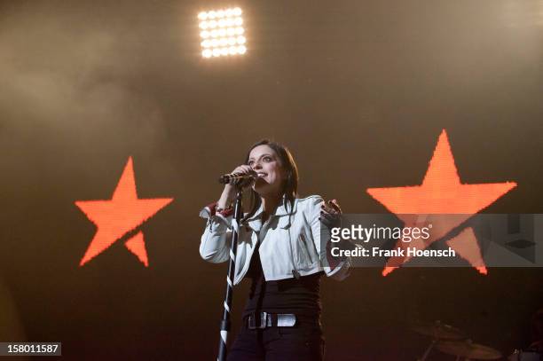 Singer Stefanie Kloss of Silbermond performs live during a concert at the O2 World on December 8, 2012 in Berlin, Germany.