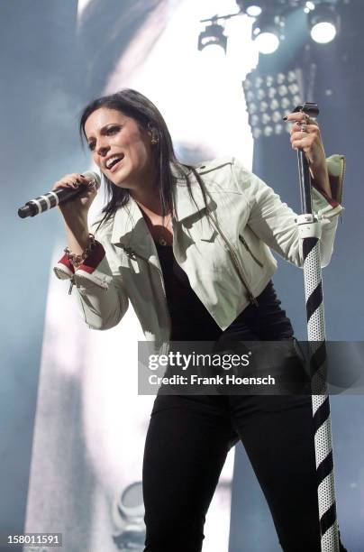 Singer Stefanie Kloss of Silbermond performs live during a concert at the O2 World on December 8, 2012 in Berlin, Germany.