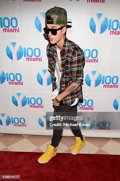 Justin Bieber attends the Y100's Jingle Ball 2012 at the BB&T Center on December 8, 2012 in Miami.