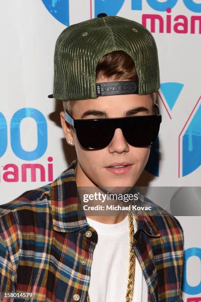 Justin Bieber attends the Y100's Jingle Ball 2012 at the BB&T Center on December 8, 2012 in Miami.