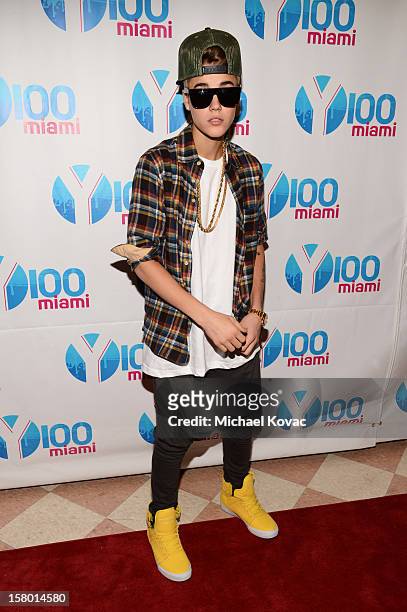 Justin Bieber attends the Y100's Jingle Ball 2012 at the BB&T Center on December 8, 2012 in Miami.