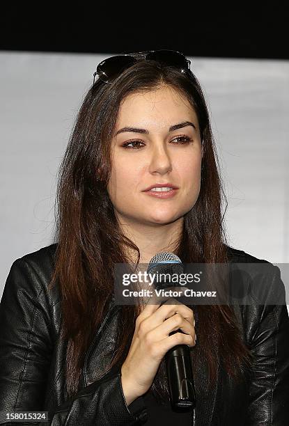 Actress Sasha Grey attends a press conference to promote her DJ set at the Babiliona Show Center on December 8, 2012 in Mexico City, Mexico.