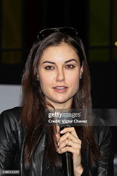 Actress Sasha Grey attends a press conference to promote her DJ set at the Babiliona Show Center on December 8, 2012 in Mexico City, Mexico.