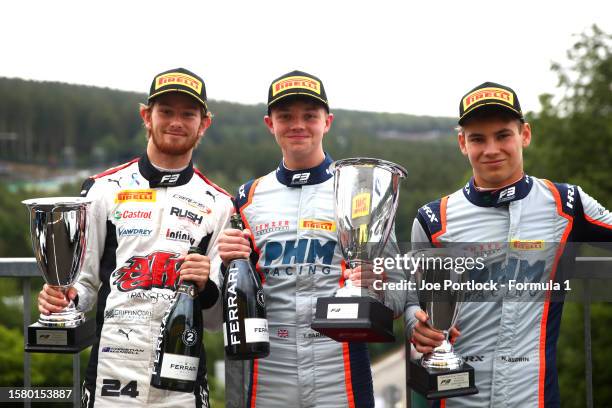 Race winner Taylor Barnard of Great Britain and Jenzer Motorsport , Second placed Christian Mansell of Great Britain and Campos Racing and Third...