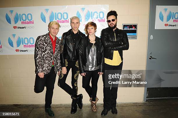 Neon Trees attend the Y100's Jingle Ball 2012 at the BB&T Center on December 8, 2012 in Miami.