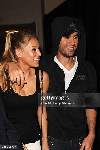 Anna Kournikova and Enrique Iglesias attend the Y100's Jingle Ball 2012 at the BB&T Center on December 8, 2012 in Miami.