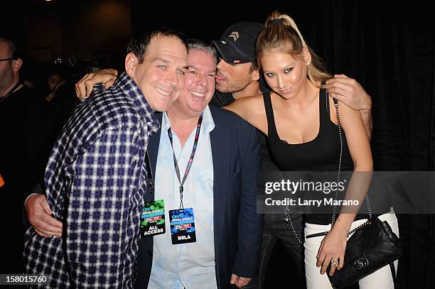 Froggy, Elvis Duran, Enrique Iglesias and Anna Kournikova attend the Y100's Jingle Ball 2012 at the BB&T Center on December 8, 2012 in Miami.