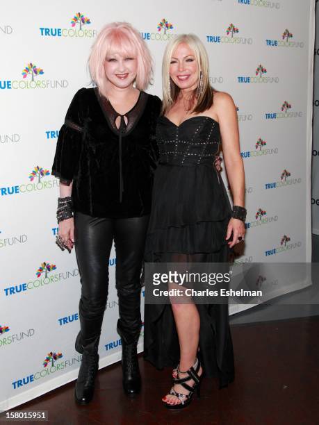 Singers Cyndi Lauper and Terri Nunn arrive at The Beacon Theatre on December 8, 2012 in New York City.