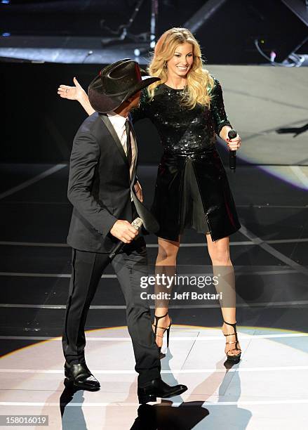 Singer/songwriter Tim McGraw and singer Faith Hill perform during the opening weekend of their limited-engagement "Soul2Soul" show at The Venetian on...