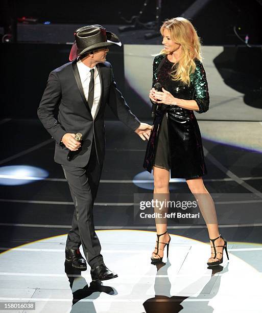Singer/songwriter Tim McGraw and singer Faith Hill perform during the opening weekend of their limited-engagement "Soul2Soul" show at The Venetian on...
