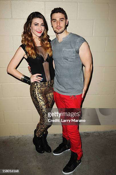 Nick Luois Noonan and Amy Heidemann of Karmin attend the Y100's Jingle Ball 2012 at the BB&T Center on December 8, 2012 in Miami.