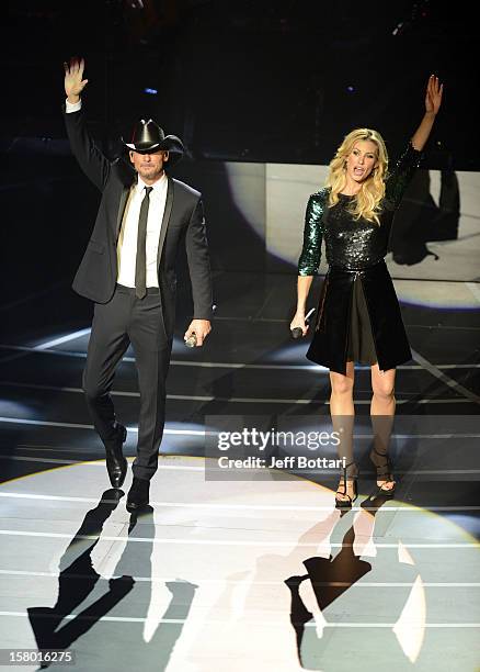 Singer/songwriter Tim McGraw and singer Faith Hill perform during the opening weekend of their limited-engagement "Soul2Soul" show at The Venetian on...