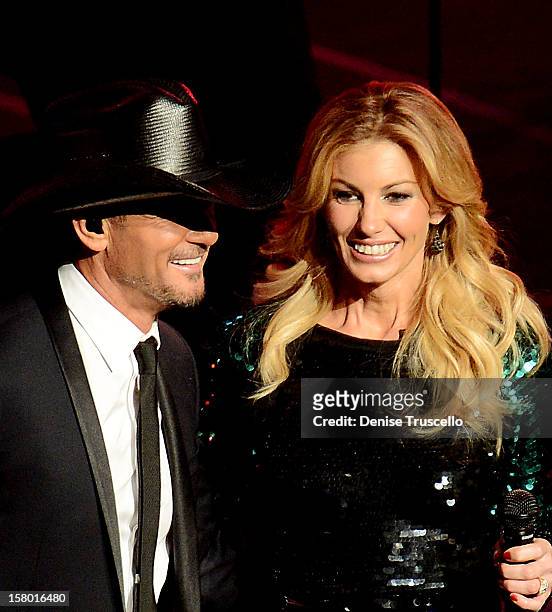 Singer Faith Hill and singer/songwriter Tim McGraw perform during the opening weekend of their limited-engagement "Soul2Soul" show at The Venetian on...
