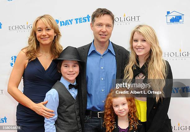 Actors Megyn Price, Aidan Potter, George Newbern, Francesca Capaldi and Taylor Spreitler arrive at the screening of "3 Day Test" held at Downtown...