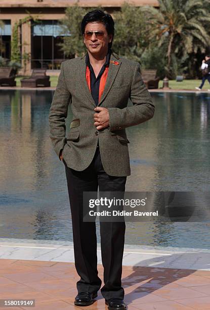 Indian actor Shahrukh Khan poses at Tal Palace Marrakech Hotel during the Tribute To Hindi Cinema at 12th International Marrakech Film Festival on...