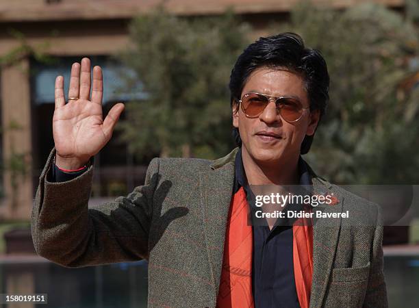 Indian actor Shahrukh Khan poses at Tal Palace Marrakech Hotel during the Tribute To Hindi Cinema at 12th International Marrakech Film Festival on...