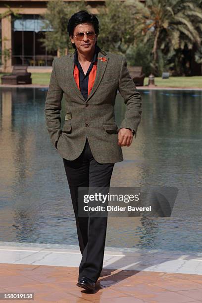 Indian actor Shahrukh Khan poses at Tal Palace Marrakech Hotel during the Tribute To Hindi Cinema at 12th International Marrakech Film Festival on...