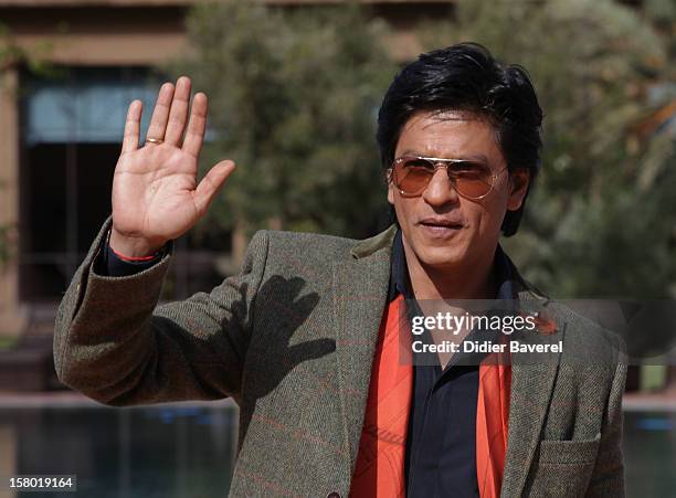 Indian actor Shahrukh Khan poses at Tal Palace Marrakech Hotel during the Tribute To Hindi Cinema at 12th International Marrakech Film Festival on...