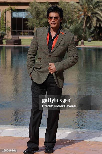 Indian actor Shahrukh Khan poses at Tal Palace Marrakech Hotel during the Tribute To Hindi Cinema at 12th International Marrakech Film Festival on...