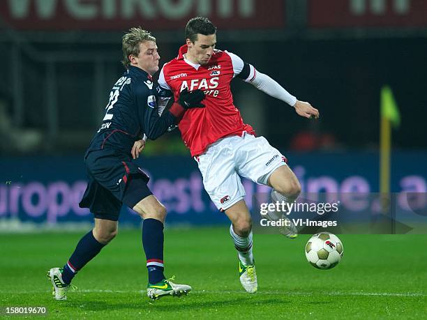 Jens Podevijn of Willem II, Nick Viergever of AZ during the Dutch Eredivisie match between AZ Alkmaar and Willem II at the AFAS Stadium on December...