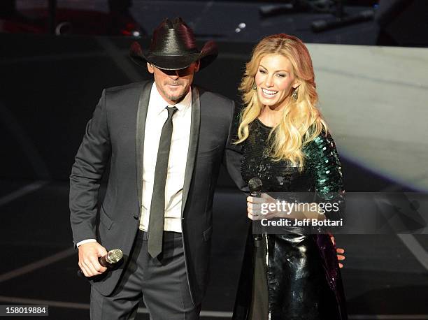 Singer/songwriter Tim McGraw and singer Faith Hill perform during the opening weekend of their limited-engagement "Soul2Soul" show at The Venetian on...