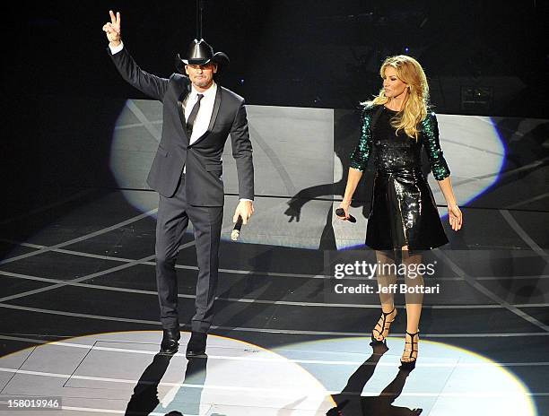 Singer/songwriter Tim McGraw and singer Faith Hill perform during the opening weekend of their limited-engagement "Soul2Soul" show at The Venetian on...