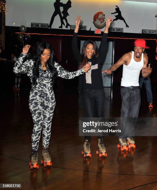 Angela Simmons, Vanessa Simmons and Nick Cannon rollerskate at Pastry Shoes "Skate & Donate" benefitting Toys For Tots on December 8, 2012 in...