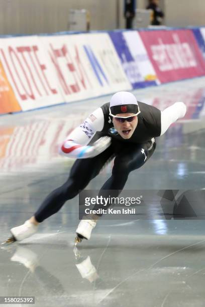 Tucker Fredricks of USA competes in the Men's 500m during day two of the ISU World Cup Speed Skating at MWave on December 9, 2012 in Nagano, Japan.