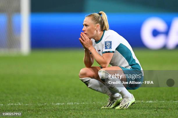 Bott of New Zealand shows dejection after the scoreless draw confirming the elimination from the tournament foloowing the FIFA Women's World Cup...