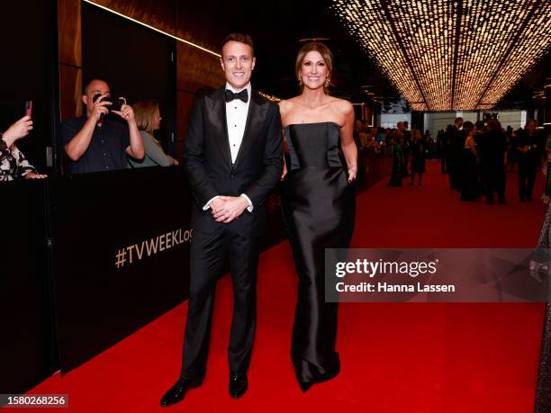 Matt Shirvington and Natalie Barr attend the 63rd TV WEEK Logie Awards at The Star, Sydney on July 30, 2023 in Sydney, Australia.