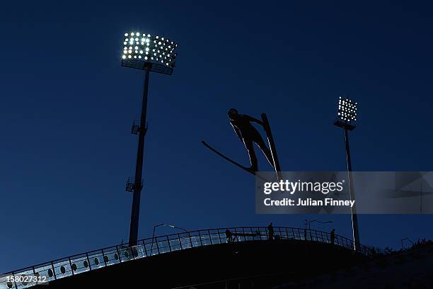 Eva Logar of Slovenia competes in a Ski Jump during the FIS Ski Jumping World Cup at the RusSki Gorki venue on December 9, 2012 in Sochi, Russia.